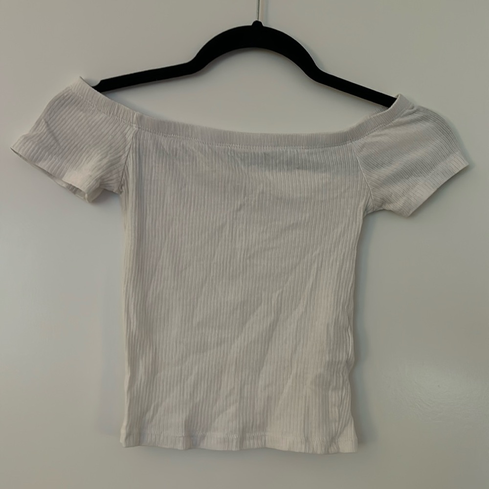 H&M white off shoulder ribbed top